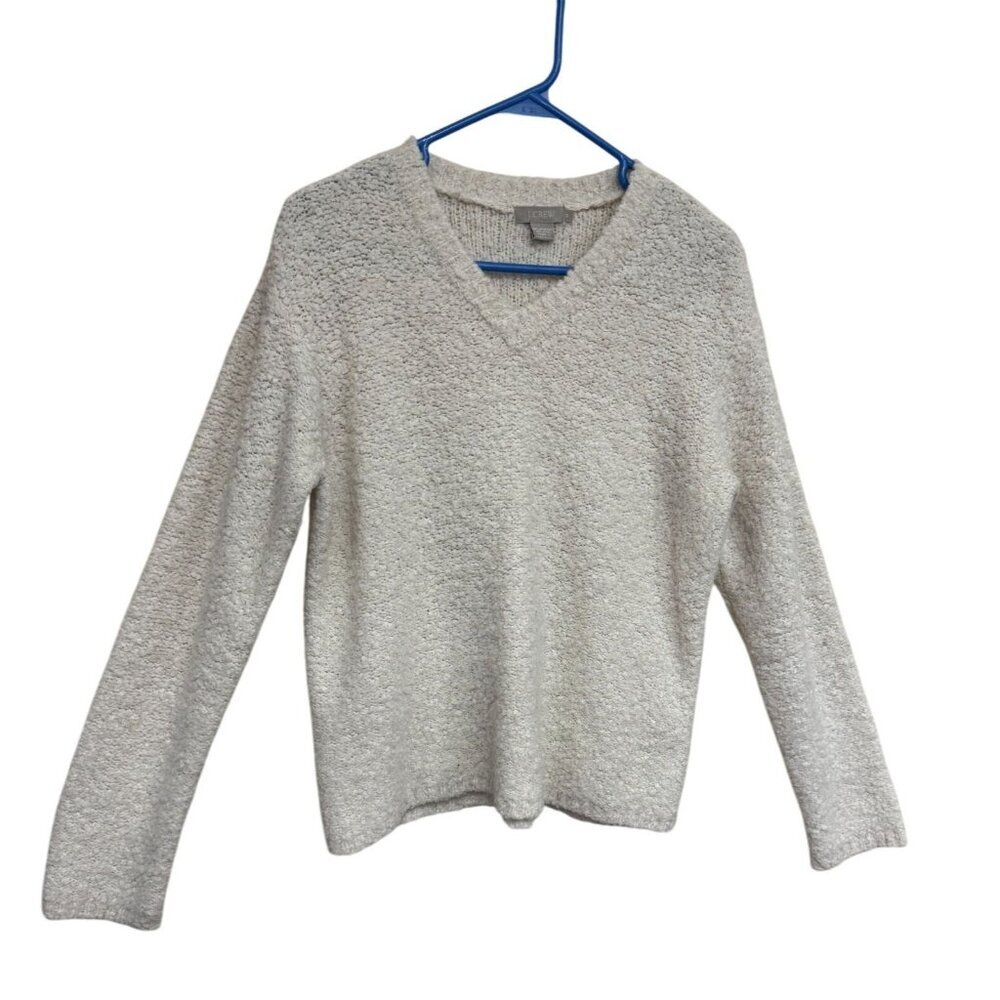 J. Crew Vintage Women's Wool‎ Blend Off-White Slub Knit Sweater Size Medium